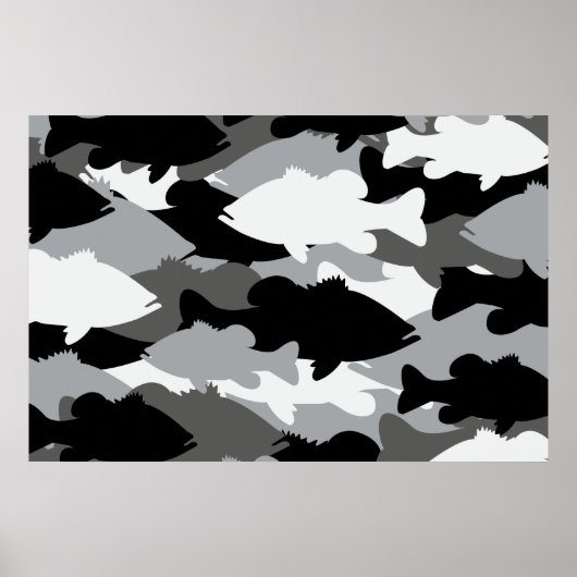 Bass Vissen Black Camo Poster (Voorkant)