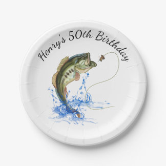 Bass Vist 50th Birthday Party Paper Borden Papieren Bordje