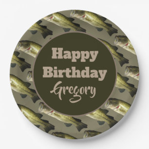 Bass Vist Happy Birthday Party - Gepersonaliseerd Papieren Bordje