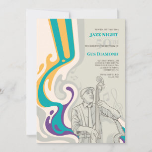 Bass Waves Musical Birthday Invitation Kaart