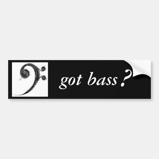 Bassclef, heb je bass? bumpersticker (Voorkant)
