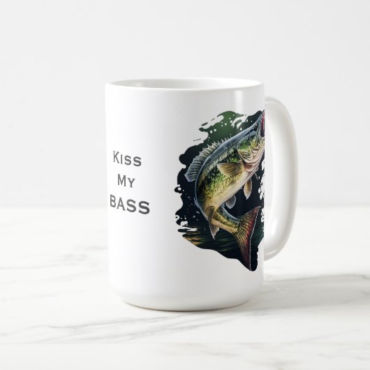 Basse à grande bouche Pêche café Mug (Devant droit)