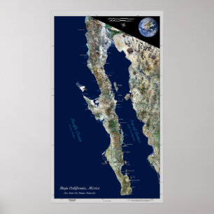Basse Californie, Mexique : affiche satellite
