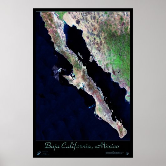 Basse-Californie, Mexique affiche satellite (Devant)