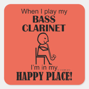 Basse Clarinet Happy Place Sticker Carré
