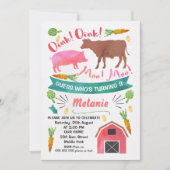 Basse-cour d'aquarelle, invitation d'anniversaire (Devant)