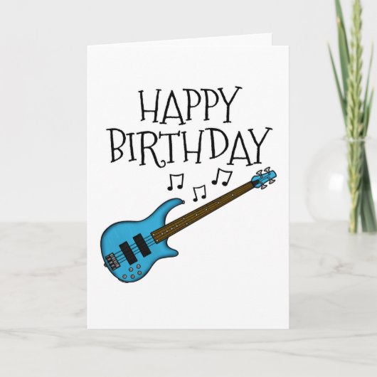 Basse Guitare Carte Anniversaire Baid Musicien (Devant)
