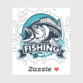 Basse Pêche Bleu Sticker | Sticker Die-Cut (Feuille)