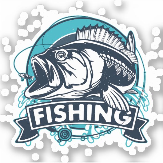 Basse Pêche Bleu Sticker | Sticker Die-Cut (Devant)