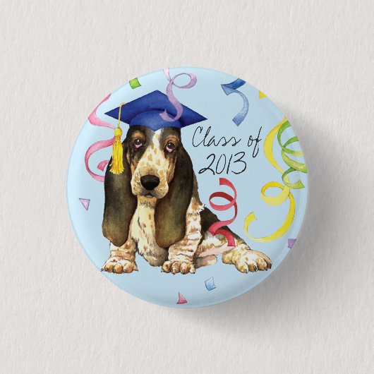 Basset Afstuderen Ronde Button 3,2 Cm (Voorkant)