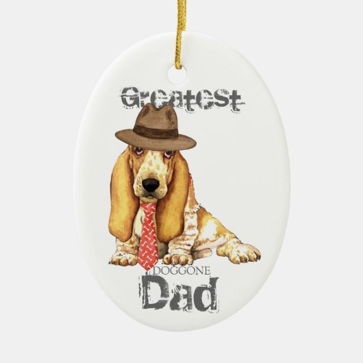 Basset Dad Ceramic Ornament (Voorkant)