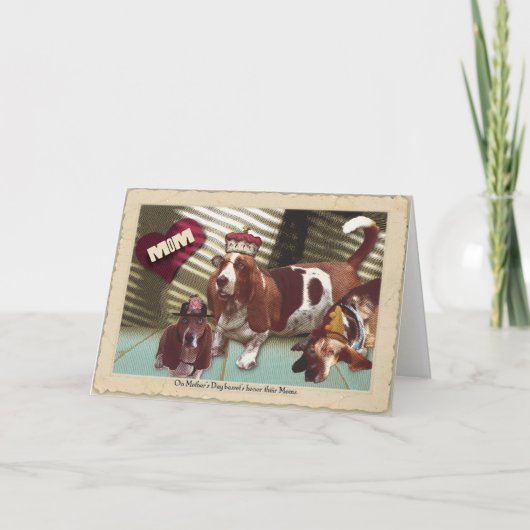 Basset Gelukkig Moederdag Kaart (Voorkant)