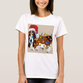 Basset gepantserd met kerstlampjes t-shirt