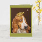 Basset, grenouille et carte de vol (Fleur jaune)