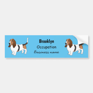 Basset hond cartoon illustratie bumpersticker