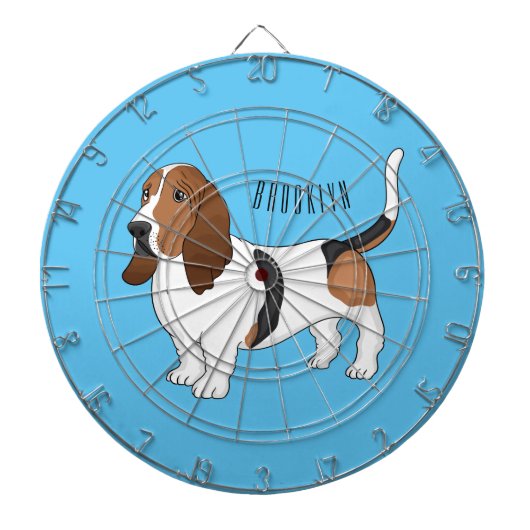 Basset hond cartoon illustratie dartbord (Voorkant)