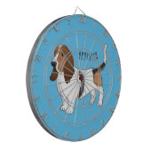 Basset hond cartoon illustratie dartbord (Voorkant Links)