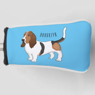 Basset hond cartoon illustratie golfheadcover