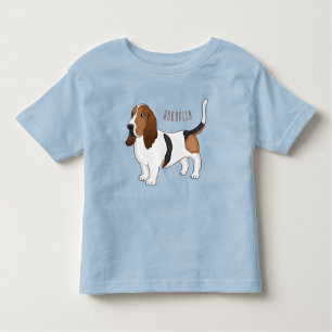 Basset hond cartoon illustratie kinder shirts