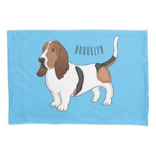 Basset hond cartoon illustratie kussensloop (Voorkant)
