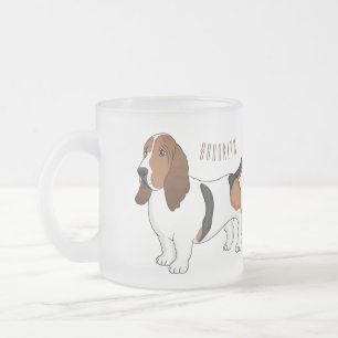 Basset hond cartoon illustratie matglas koffiemok