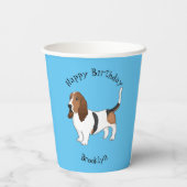 Basset hond cartoon illustratie papieren bekers (Achterkant)