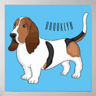 Basset hond cartoon illustratie poster