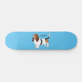 Basset hond cartoon illustratie skateboard (Horizontaal)