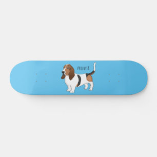 Basset hond cartoon illustratie skateboard
