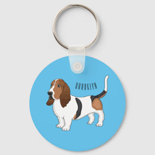 Basset hond cartoon illustratie sleutelhanger