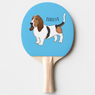 Basset hond cartoon illustratie tafeltennisbatje