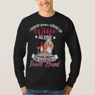 Basset hond en wijn voor Basset Dog Moms T-shirt