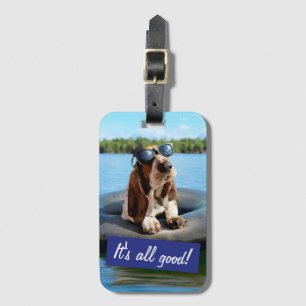Basset Hond in zonnebril Bagagelabel