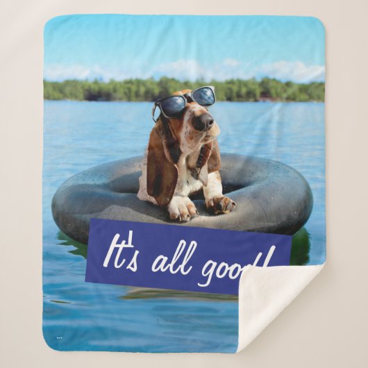 Basset Hond in zonnebril Sherpa Deken (Voorkant)
