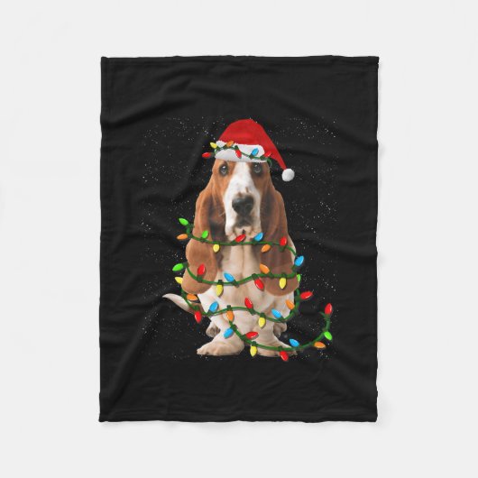 basset hond kerstmis grappige hondshond fleece deken (Voorkant)