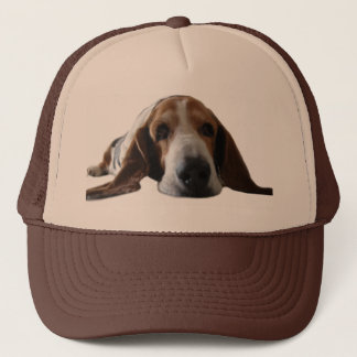 Basset Hond ligt beneden Trucker Pet