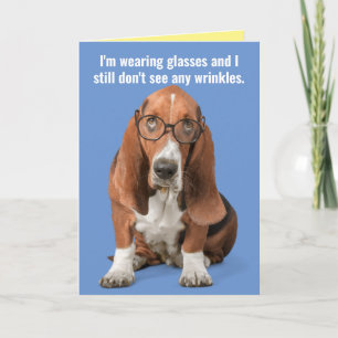 Basset Hond Wearing Glasses, ziet geen rimpels Kaart