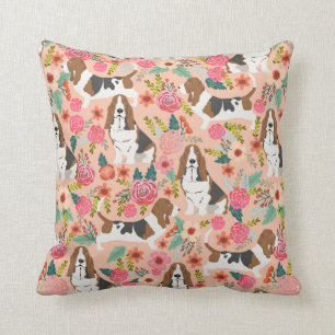 Basset hondflorals hondenkussen - schattig hondeno kussen