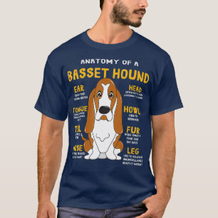 Basset Hound Anatomy Funny Dog mam Papa Cute Gift T-shirt