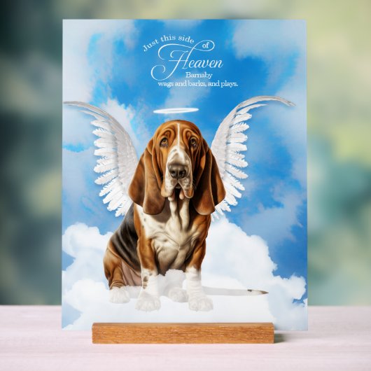 Basset Hound Angel Dog Naam Huisdier Memorial Acryl Bord (Neutraal)