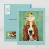 Basset hound avec goldfinch dans la carte postale (Devant / Derrière)