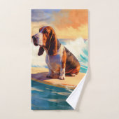 Basset Hound Beach Surf Peinture (Serviette à main)