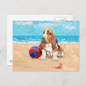 Basset Hound bij Beach Briefkaart (Voorkant / Achterkant)