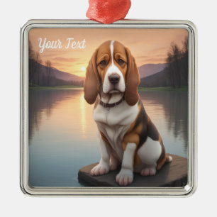 Basset Hound bij het meer Metalen Ornament