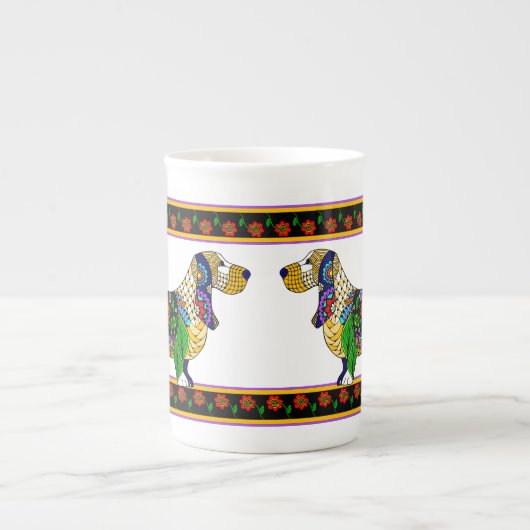 Basset Hound Bone China Mok (Voorkant)