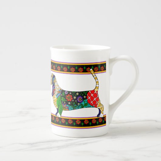 Basset Hound Bone China Mok (Rechts)