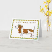 Basset Hound Bonne carte de voeux d'anniversaire (Fleur jaune)