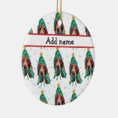Basset Hound Breed Dog Pattern sterren Kerstmis Keramisch Ornament (Rechts)