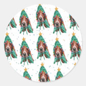 Basset Hound Breed Dog Pattern sterren Kerstmis Ronde Sticker (Voorkant)