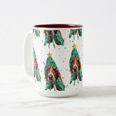 Basset Hound Breed Dog Pattern sterren Kerstmis Tweekleurige Koffiemok (Voorkant links)
